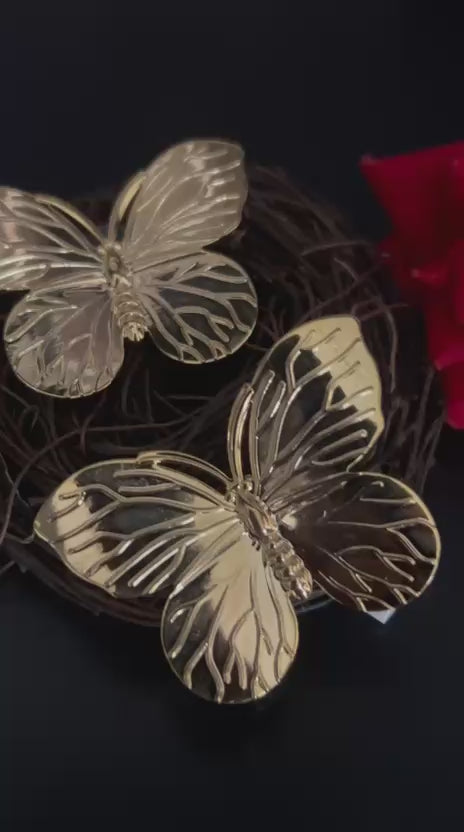 Golden Butterfly Stud Earrings – Elegant Designer Jewellery